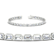 6 Carat Emerald Cut Bezel Tennis Diamond Bracelet